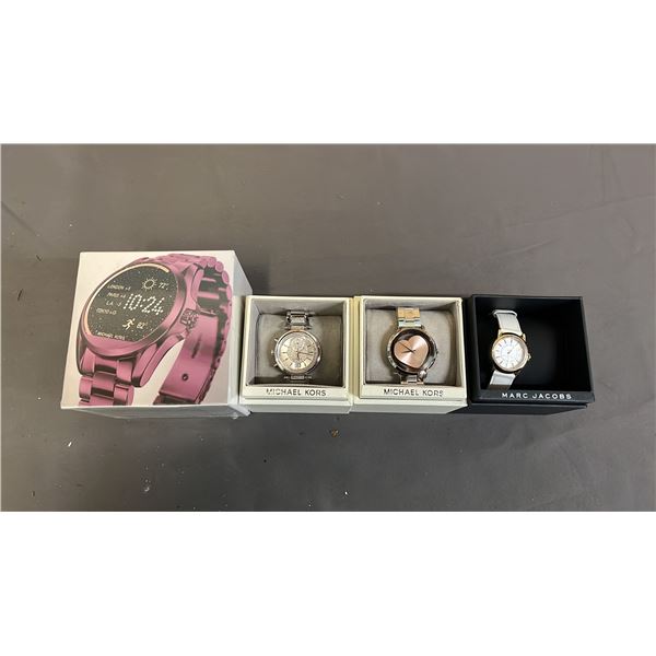 *NEW IN BOX* MICHAEL KORS SMART WATCH, (2) MICHAEL KORS WRIST WATCHES & (1) MARC JACOBS WRIST WATCH