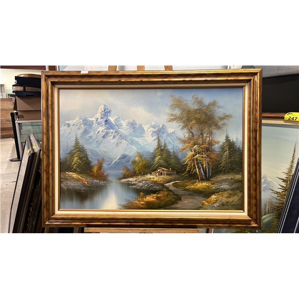 FRAMED ORIGINAL OIL ON CANVAS LANDSCAPE PAINTING SIGNED R SCOTT: 43" X 31.5" FRAMED