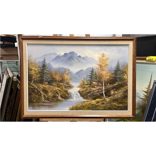 FRAMED ORIGINAL OIL ON CANVAS LANDSCAPE PAINTING SIGNED R. BOREN: 41" X 29" FRAMED