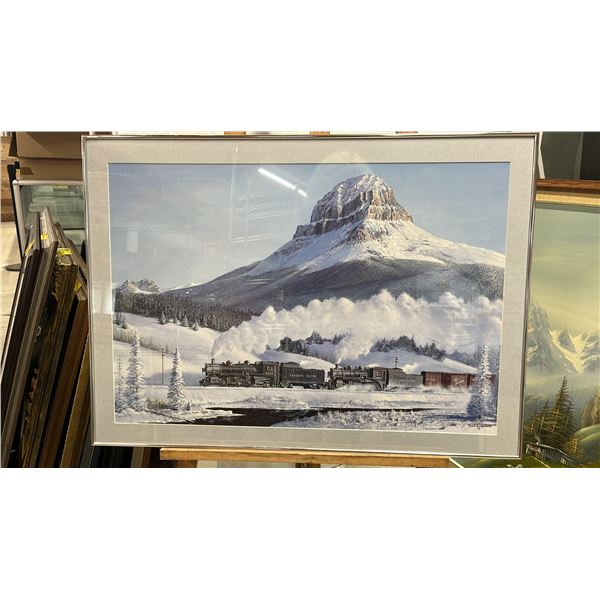 FRAMED MAX JAQUIARD "CROWSNEST MOUNTAIN" PRINT: 33.5" X 24.25" FRAMED