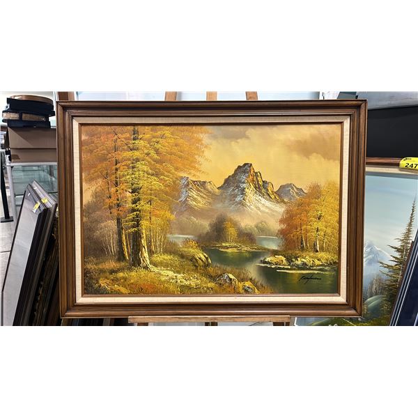 FRAMED ORIGINAL OIL ON CANVAS LANDSCAPE PAINTING SIGNED KAUFMANN: 41.5" X 29.5" FRAMED