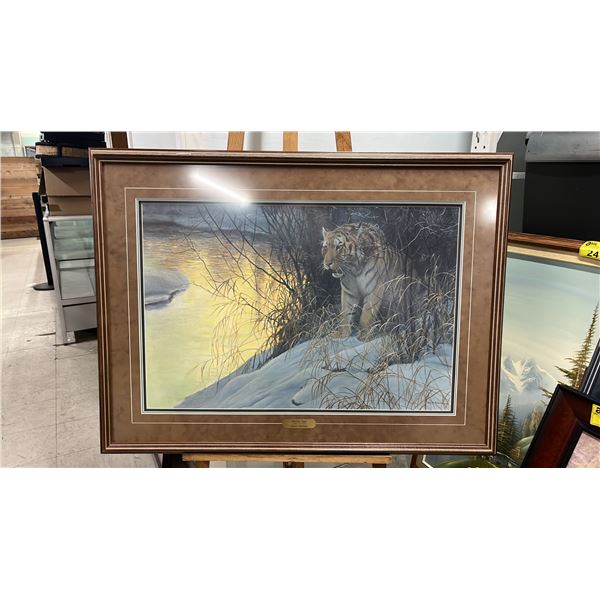 FRAMED 1991 ROBER BATEMAN "SIBERIAN TIGER" #4065/4500 PRINT: 42" X 31.5" FRAMED