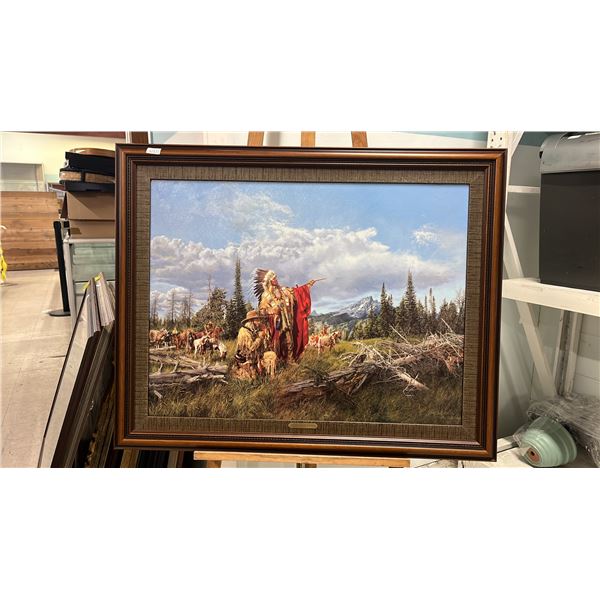 FRAMED PAUL CALLE "IN THE LAND OF THE TETON SIOUX" A/P #7/14 GICLEE PRINT: 40" X 32" FRAMED