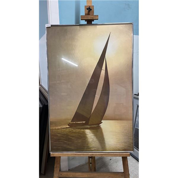FRAMED PHOTOGRAPHIC PRINT OF A SAILBOAT: 36" X 24" FRAMED