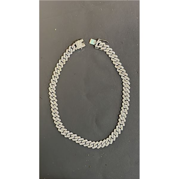 *NEW* PLATINUM PLATED 14 MM ICED OUT CUBAN LINK NECKLACE: 19.5" LONG