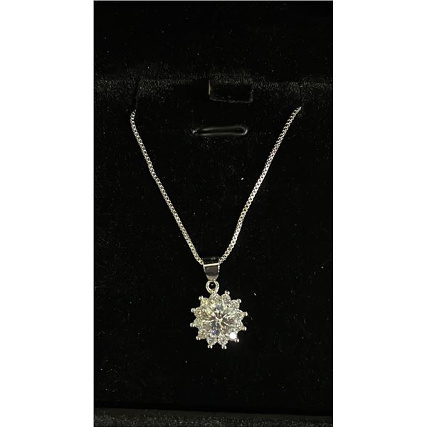 *NEW* 925 SILVER 1 CT MOISSANITE LAB DIAMOND SUNFLOWER NECKLACES: ADJUSTABLE 16" - 18" LONG