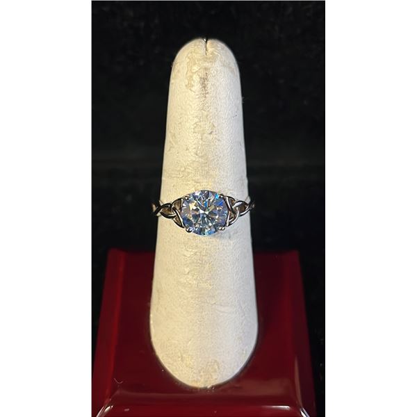 *NEW* 925 SILVER 2 CT BLUE MOISSANITE LAB DIAMOND INFINITY RING: SIZE 7