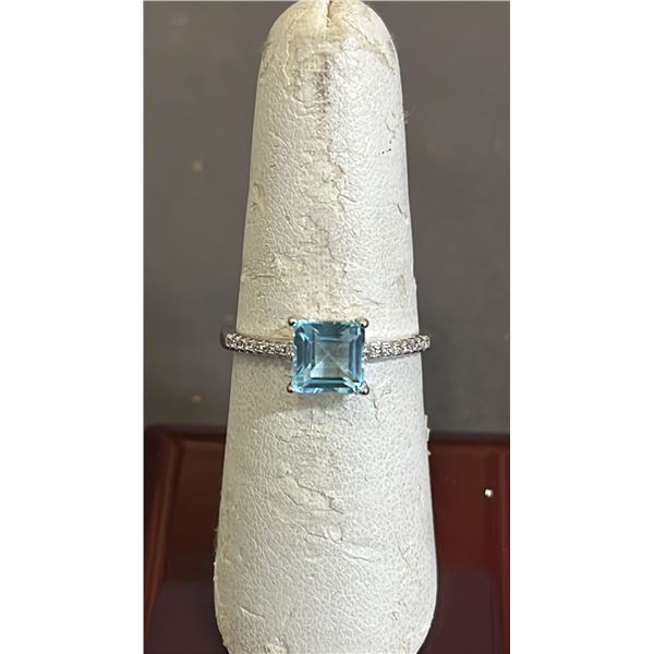 *NEW* STERLING SILVER 1 CT NATURAL SWISS BLUE TOPAZ CHANNEL RING: RESIZABLE