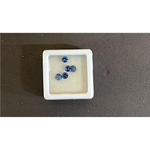 GEM BOX OF ASSORTED ROUND CUT BLUE GEMSTONES