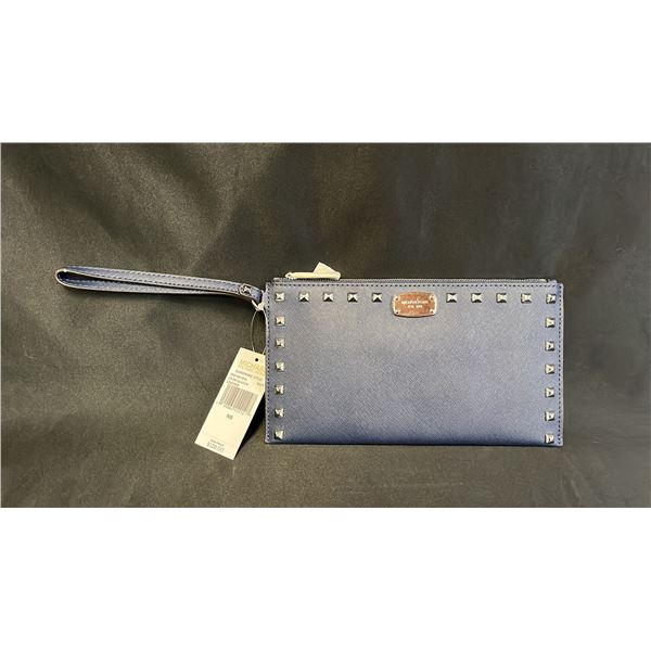 *NEW WITH TAGS* MICHAEL KORS LARGE STUDDED LEATHER ZIPPERED CLUTCH