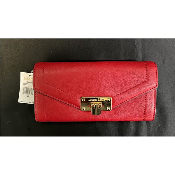 *NEW WITH TAGS* MICHAEL KORS LEATHER WALLET *SNAP CLOSURE NEEDS REPAIR*