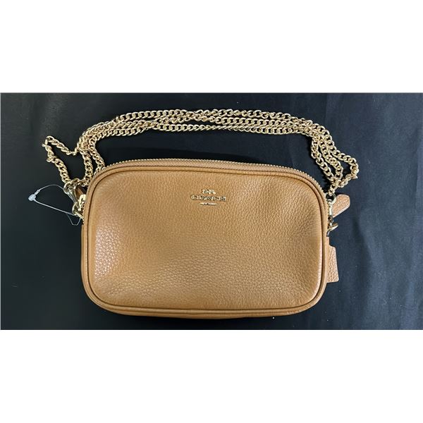 *NEW WITH TAGS* COACH LEATHER DOUBLE ZIPPERED CROSSBODY CHAIN STRAP BAG