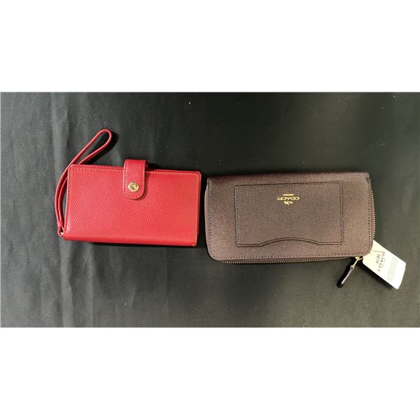 *NEW WITH TAGS* COACH LEATHER ACCORDION ZIPPERED WALLET & *NEW* LEATHER WRISTLET
