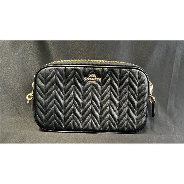 *NEW* COACH QUILTED LEATHER DOUBLE ZIPPERED BAG WITH REMOVABLE CHAIN STRAP