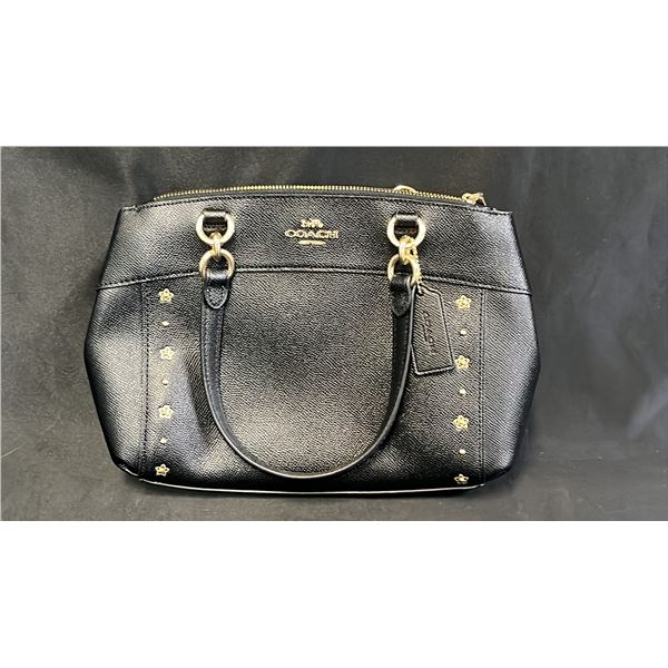 *NEW WITH TAGS* COACH LEATHER CARRYALL HANDBAG WITH GOLD FLORAL RIVETS