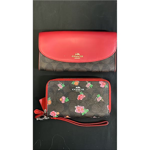 *NEW WITH TAGS* COACH LEATHER ACCORDION WALLET & *NEW* LEATHER DOUBLE ZIPPERED WRISTLET