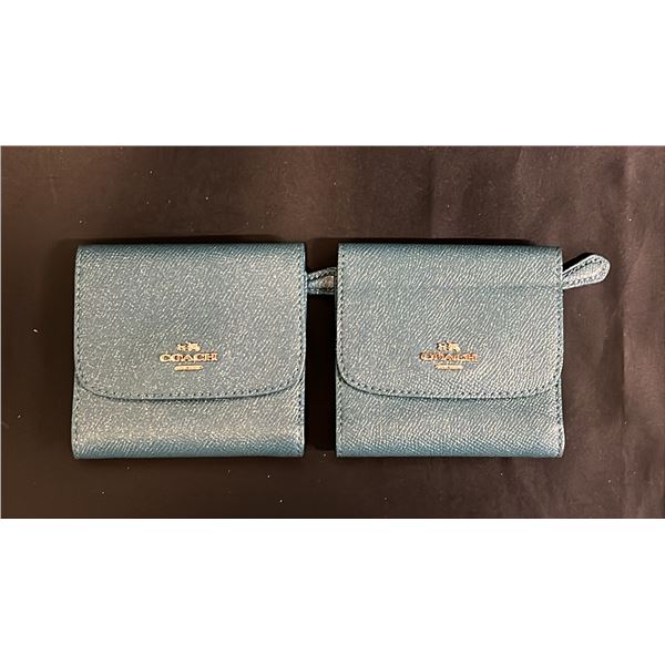 *NEW WITH TAGS* (2) COACH GLITTER LEATHER TRIFOLD WALLETS