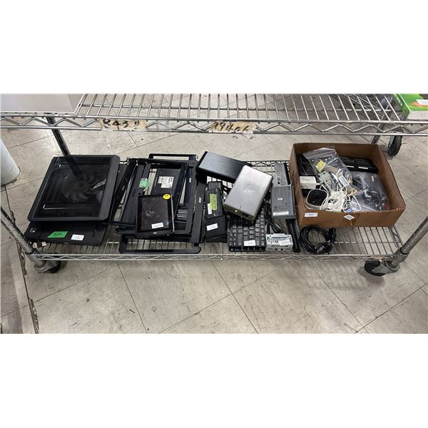 SHELF OF KEYBOARDS, LENOVO THINKPAD, COBY KYROS TABLET, EXTERNAL HARD DRIVE CASES, WEBCAM & MORE