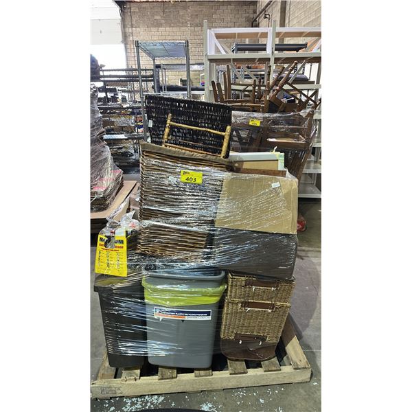 PALLET OF ASSORTED SET DEC: DECORATIVE LANTERNS, PICTURE FRAMES, WICKER BASKETS & MORE - *MUST TAKE