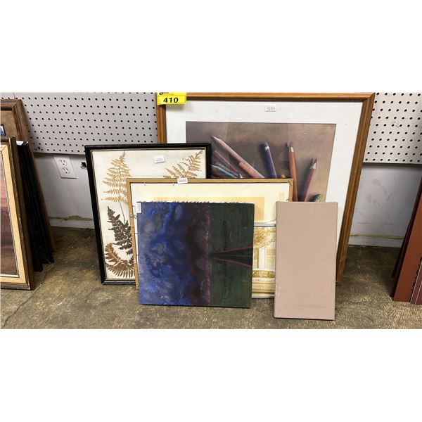 (2) UNFRAMED CANVAS PRINTS & (3) FRAMED PRINTS: LARGEST IS 28" X 28"