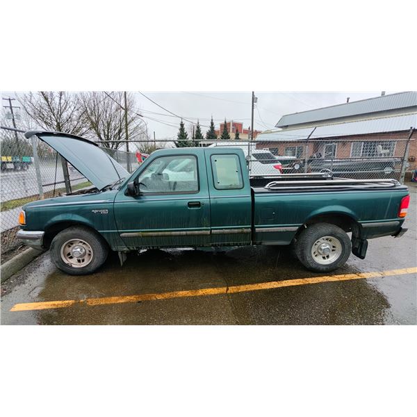 1996 FORD RANGER XLT, 2DR PICKUP, GREEN, VIN 1FTCR14X0TPA12015,