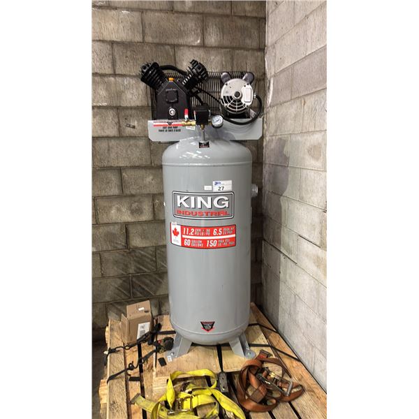 KING INDUSTRIAL STATIONARY 8.5 PEAK HP 60 GALLON 150 MAX PSI AIR COMPRESSOR (BELT WHEEL & CAGE