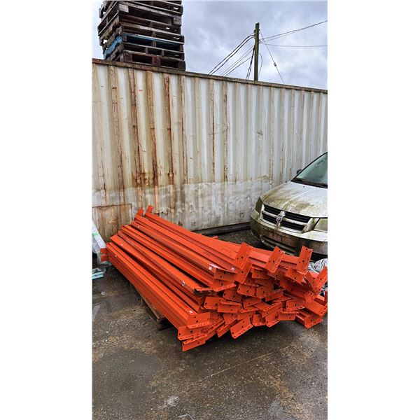 PALLET OF APPROX (50) 8'W PALLET RACKING SIDE RAILS