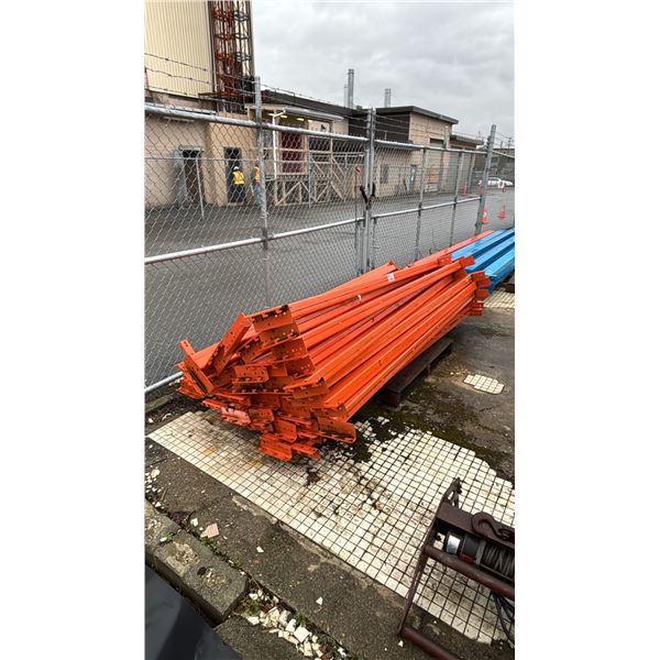 PALLET OF APPROX (40) 8'W PALLET RACKING SIDE RAILS
