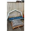 Image 1 : PALLET OF (2) 8'H PALLET RACKING UPRIGHTS, (2) 8'W PALLET RACKING SIDE RAILS, (2) ALUMINUM ARCHWAYS