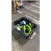 Image 1 : BIN OF ASSORTED SAFETY EQUIPMENT INCLUDING; FALL ARREST HARNESS, FALL ARREST SAFETY ROPE & MORE