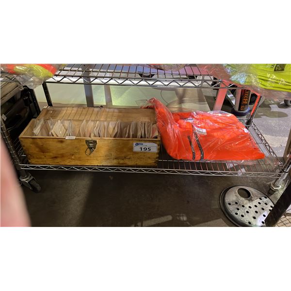 BOX OF 3M REFLECTIVE NUMBERS & NEW CONDOR SIZE L ORANGE SOFT SHELL JACKET