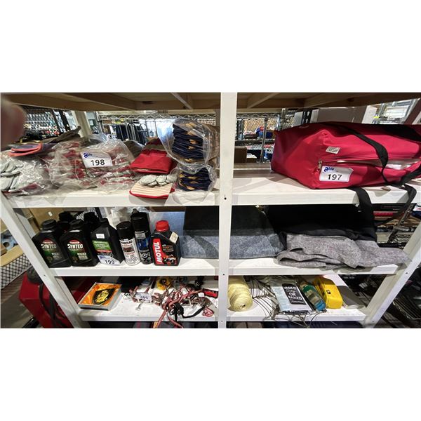 2-CYCLE ENGINE OIL, SAE-5W-30 SYNTHETIC MOTOR OIL, MOVING BLANKETS, WHITE THREAD & MORE