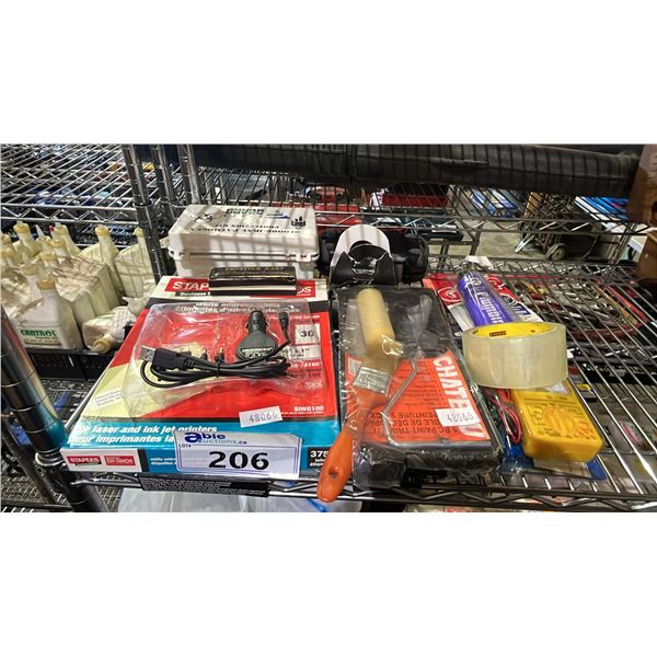 WHITE ADDRESS LABELS, MULTI TESTER, PLUMBING ADHESIVE, 5 PC PAINT TRIM KIT, HARMONICA & MORE