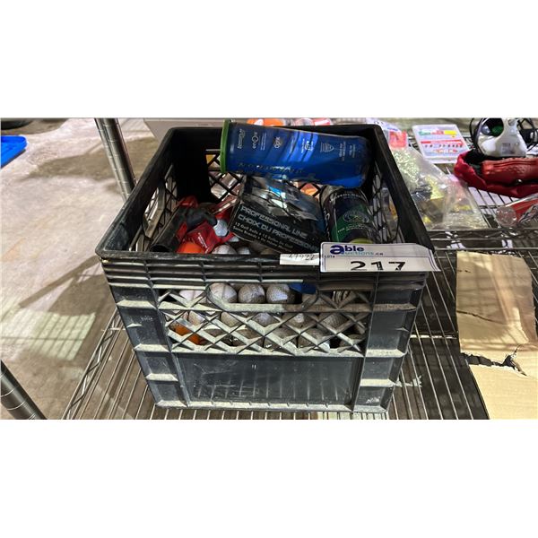 MILK CRATE OF ASSORTED GOLF BALLS & TENNIS BALLS