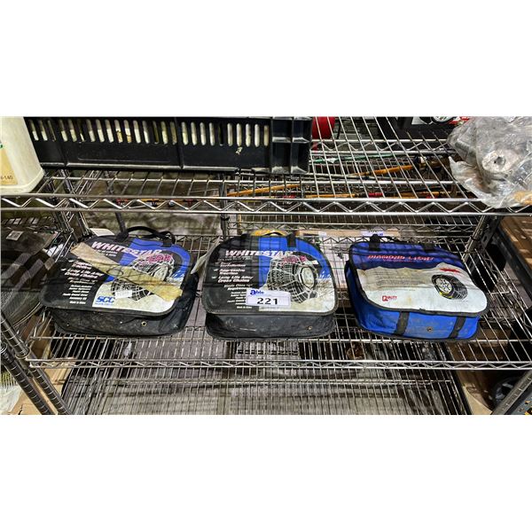 (3) PAIRS OF ASSORTED CAR TIRE CHAINS