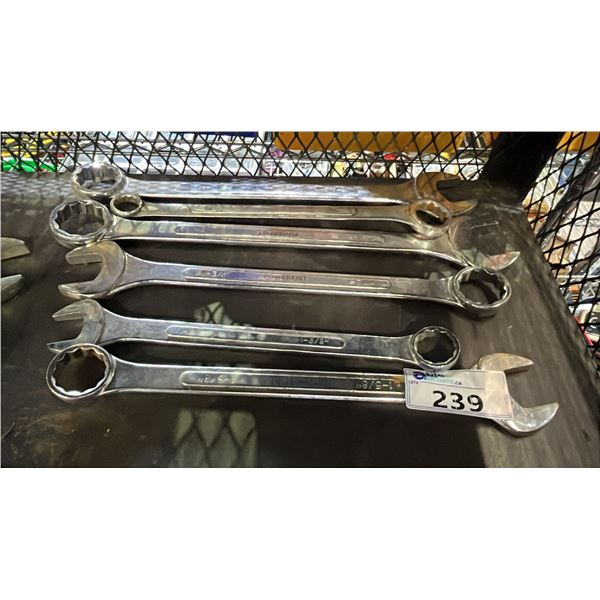 (6) ASSORTED POWER FIST COMBINATION WRENCHES: SIZES RANGE FROM 1-3/8" TO 2"