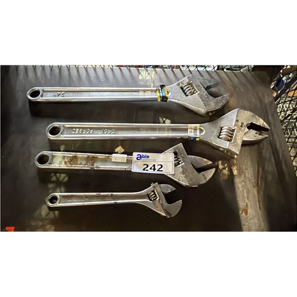 (4) ASSORTED HEAVY DUTY PIPE WRENCHES: 12" TO 24"