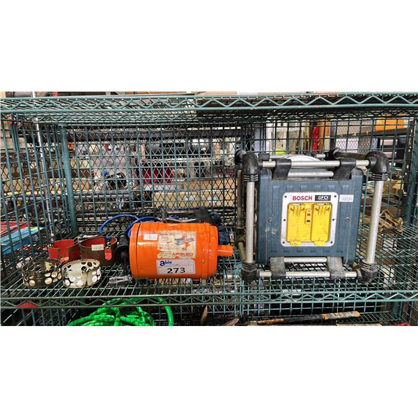 AIRSLED BLOWER, BOSCH POWER BOX JOBSITE RADIO, (4) ASSORTED HOLE SAWS & MORE