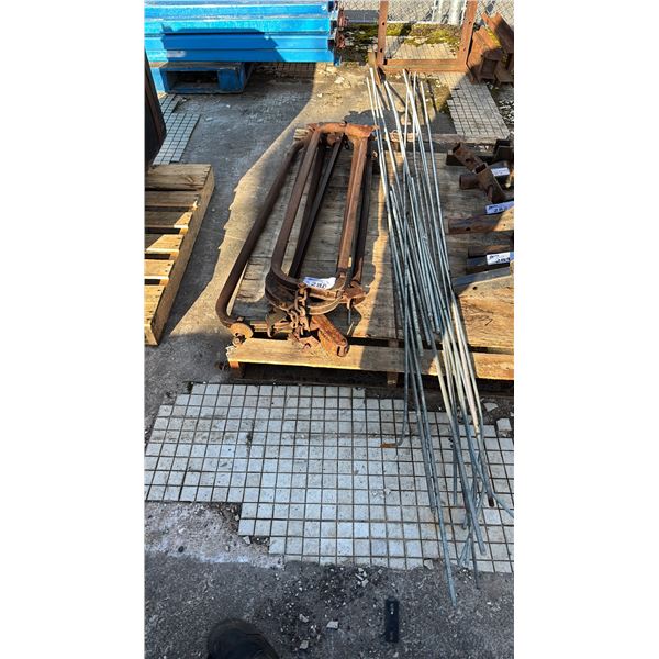 ANTIQUE CATTLE STANCHIONS & ASSORTED LENGTHS OF REDI ROD