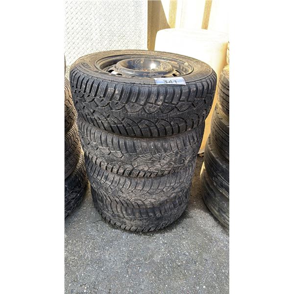 SET OF 4 GENERAL ALTIMAX ARCTIC 195/65R15 91Q TIRES MOUNTED ON 5 BOLT METAL RIMS