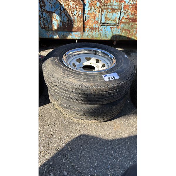 SET OF 2 BF GOODRICH LIFESAVER REASONS ST ST225/75R15 TIRES MOUNTED ON 6 BOLT METAL RIMS
