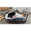 Image 1 : ROLLING METAL CART & CONTENTS: WOVEN POLYPROPYLENE BAGS, PLASTIC SHEETING & MORE
