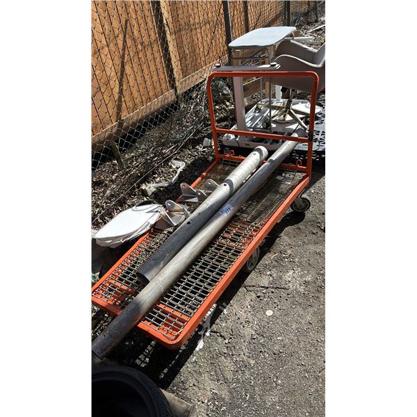 (2) LARGE METAL POLES & (4) MOUNTING BRACKETS
