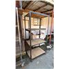 Image 2 : 4-TIER ROLLING METAL RACK WITH WOOD SHELVES: APPROX. 36.5"W X 75.5"T X 24.5"D