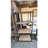 Image 3 : 4-TIER ROLLING METAL RACK WITH WOOD SHELVES: APPROX. 36.5"W X 75.5"T X 24.5"D