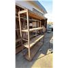 Image 2 : 4 TIER METAL ROLLING METAL RACK WITH WOOD SHELVES: APPROX. 71.5"W X 75.5"T X 16"D