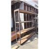 Image 2 : 4 TIER METAL ROLLING METAL RACK WITH WOOD SHELVES: APPROX. 71.5"W X 75.5"T X 16"D