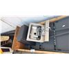 Image 2 : WOOD ROLL CART & CONTENTS: SINK, SMALL STOOL, ASSORTED STEEL PIPES & MORE