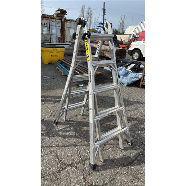 FEATHERLITE 13' - 22' ADJUSTABLE, EXTENDABLE, FOLDABLE ALUMINUM STEP LADDER