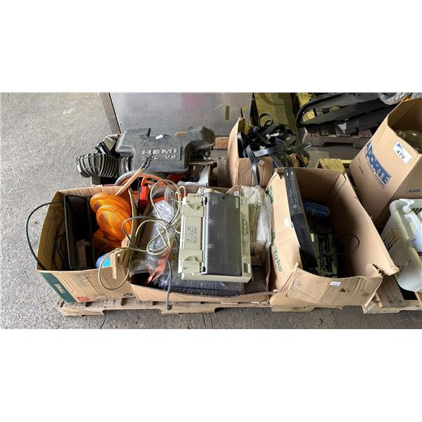 PALLET OF ASSORTED ITEMS INCLUDING 5.7L HEMI V8 AIR INTAKE PART, FLIR MPX DVR AND MORE